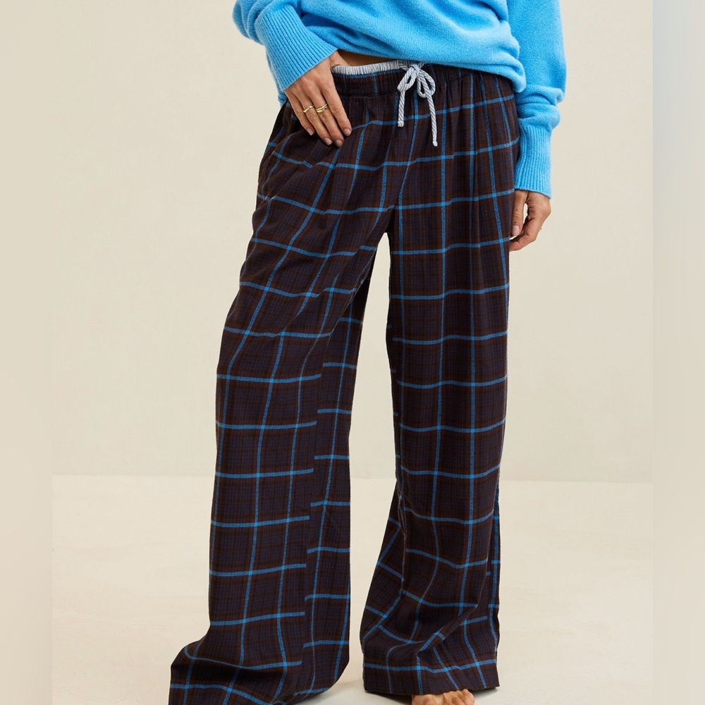 Aerie NWT Street Flannel Trouser PJ pants, Deep Earth, Viral Best Seller